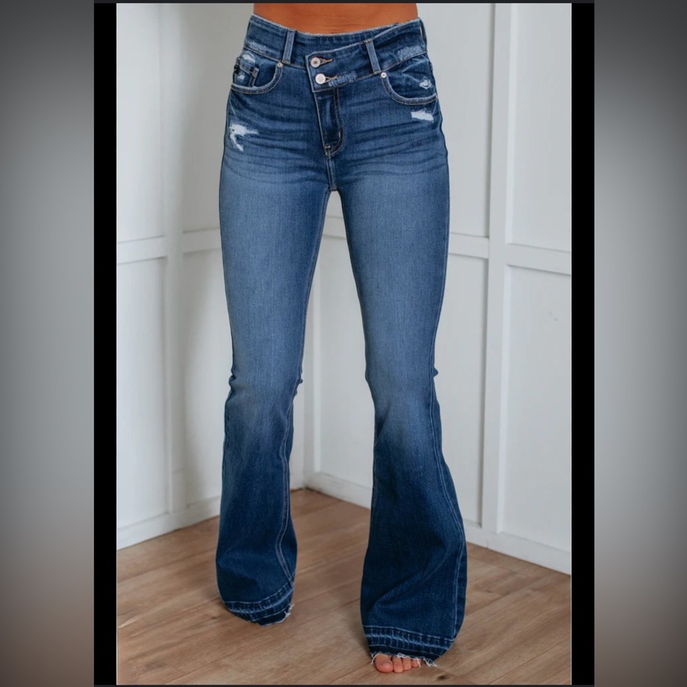 KanCan Dark Blue Wide Leg Jeans